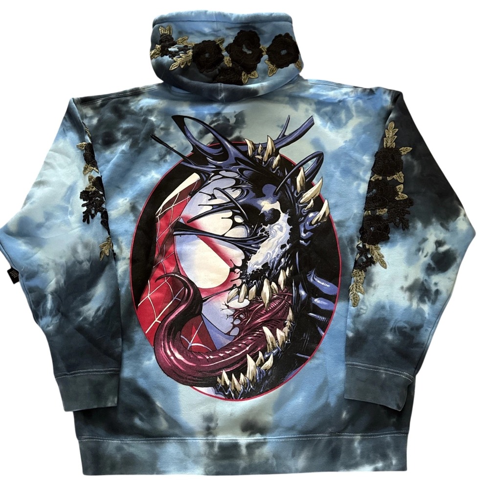 Civil Regime x Marvel Spiderman Ghost Spider Marble Rose Hoodie Blue Large NWT